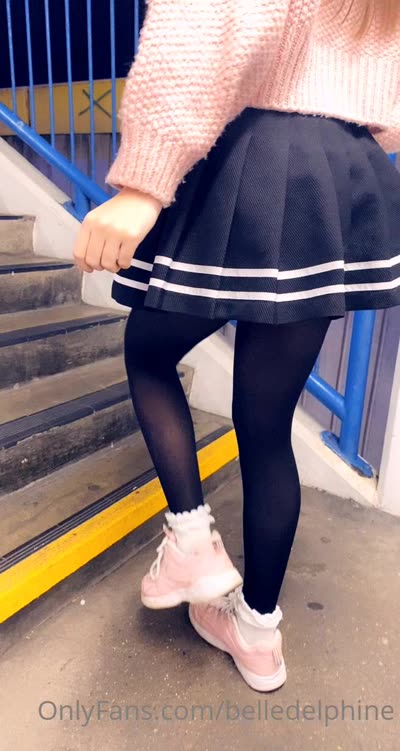 Belle Delphine Flashes Panties On The Stairs