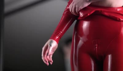 Charlotte Sartre Masturbating With Her Vibrator Over Her Latex Suit