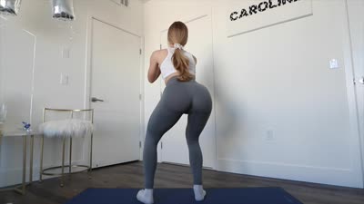 Caroline Zalog Does Squats