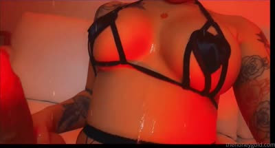Honey Gold Dildo Fuck In A Red Room