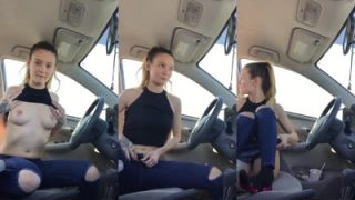 Clay Beach Masturbates In The Car