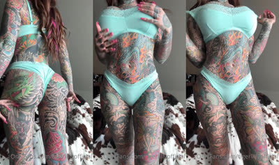 Tattooed Girl Touches Her Wet Pussy