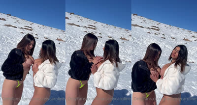 Aracely Caroline And Sister Strip On The Slopes