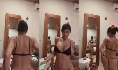 Mia Khalifa Takes Off Her Bra In The Shower And Shows Off Her Tits