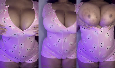 Cutemaggie Showing Her Big Tits With Her Pajamas On