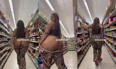 Biggbootyjeniaah Flashes Black Ass In Public Supermarket Tease