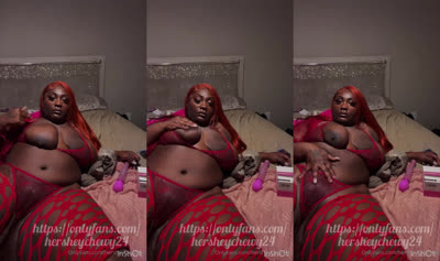 Hersheychewy24 Masturbating In Tight Red Lingerie