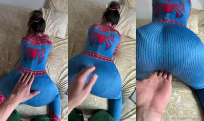 Jostasy Gets Her Spidey Suit Peeled Off For Some Dick