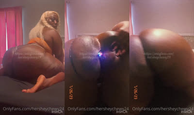 Hersheychewy24 Twerks Her Fat Ass On The Bed With An Ass Plug