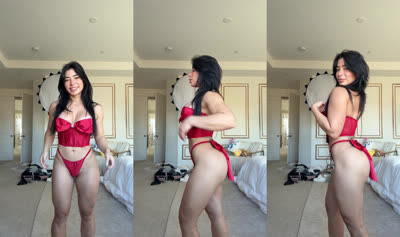 Cute Vixen Pie.L In Red Lingerie Slut Tease