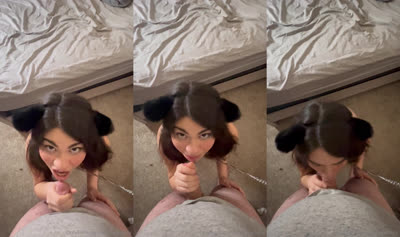 Leashed Kitty Mollyzedolly Sucks Cock