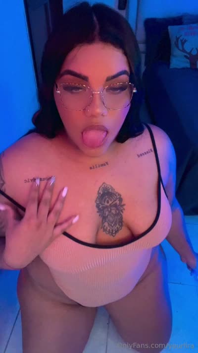 Yourlira On Her Knees With Tongue Out Tease