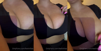 Feelinfree Squeezing Her Breasts