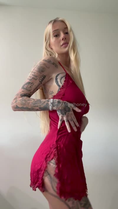 Angelhoney Shakes Her Ass In A Sexy Red Dress