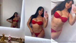Sexy Jenny_Sixty_Nine’s Red Lingerie Reflection