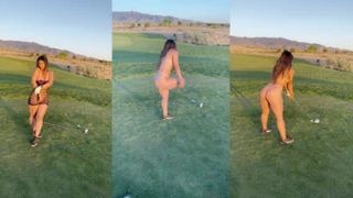 Golfer Bootyfulgolf Strips On The Field