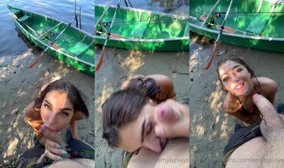 Emjayplays Gives A Beachside Blowjob