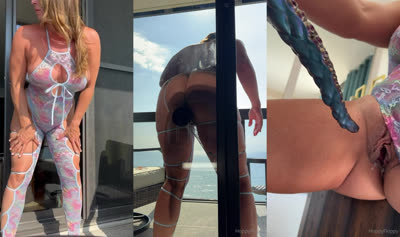 Balcony Dildo Fucking With Hoppy Floppy