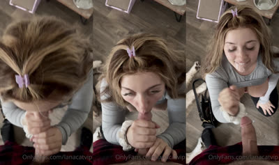 Little Lana Cat Gets On Her Knees To Give Head